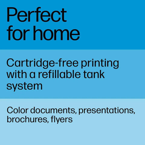 Text about Wireless All-In-One Printer With Refillable Ink Tanks, 2 Years Of Ink Included, and cartridge-free printing benefits