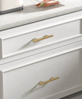 35 Pack 5 Inch Champagne Bronze Cabinet Pulls T Bar Handles Solid Stainless Steel Vintage Kitchen Drawer Knobs on white drawers.