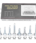 All In One Self Tapping Screw Kit 200 Piece Durable Zinc Iron Screws With Thread Storage Case Heavy Duty For Home Repair