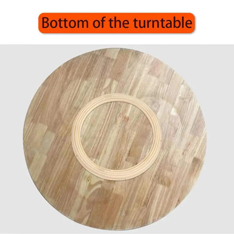 Bottom view of Big Shot Wooden Lazy Susan Serving Tray Smooth Operator Turntable showcasing sturdy design for easy dining setup.
