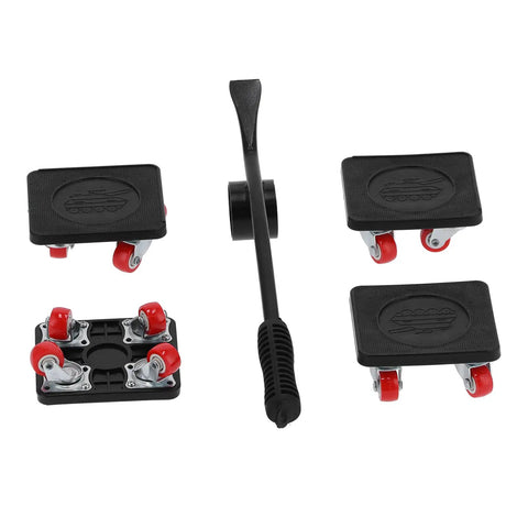 Heavy Duty Furniture And Appliance Movers With Cushioned Grips And Smooth Sliding Discs set, red wheels and durable sliders for easy couch shifting.