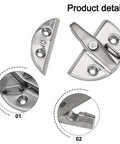 Close-up of Rock Solid 316 Marine Stainless Steel Boat Hatch Lock Round Twist Console Door Latch showing installation points and mechanism.