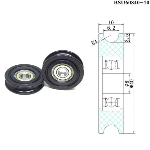 Rock Solid 2 Pack Delrin Pom Bearing Wheels With Slick Nylon Track Guide Rollers 8 mm Bore 40 mm Diameter Idler Pulleys BSU60840 10 Specs