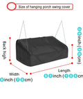 Weatherproof Hanging Porch Swing Cover With Seam-Taped Edges dimensions diagram 61x28x28 inches in black 420D Oxford cloth