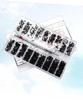 Assorted Small Machine Screws Kit With Flat Head Countersunk Fasteners In Transparent Storage Box, Miniature Carbon Steel Set