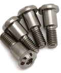 Rock Solid Titanium Kingpin Screws Four Pack for F10 H10 RC Truck Axles, showing four durable metal screws for upgraded stability.