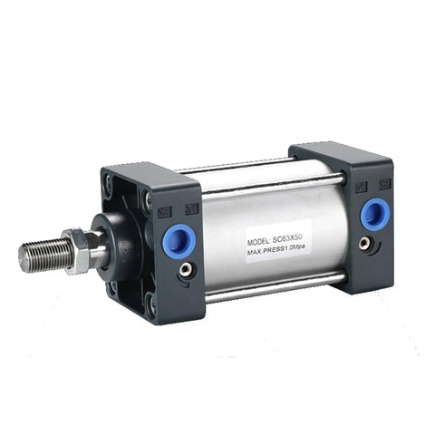 Heavy Duty Double Acting Pneumatic Air Cylinder Featuring Reinforced Tie Rod Build, compact design for garage use.