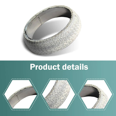 Heavy Duty Exhaust Manifold Gasket Double Pack Rock Solid Zero Leak Seal For Cars Rv Suv Trucks Extreme Heat Resistant Durable Silver, detailed view of texture and shape.