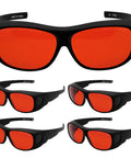 Heavy Duty Laser Safety Glasses Providing Wide Angle View Block 190 To 540 Nm UV blue and green beams with red lenses.