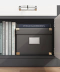 Interior of lockable metal storage cabinet with adjustable shelves and drawers for home office black file cabinet secure storage solution