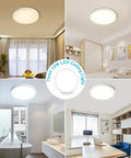 Ultra-Thin 24 Inch LED Flush Mount Ceiling Light, 45W, 5600 Lumens in various room settings
