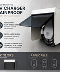 Hella Durable Universal Outdoor EV Charger Cover With All Season Weatherproof Magnetic Protector For Electric Vehicle Plug In Rain Snow Weather Housing Guard mounted on a wall protecting an EV charger.
