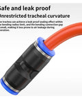 Pro Grade Pneumatic Fittings Kit For Air Hoses Straight Push In Quick Release Connectors 4mm 6mm 8mm 10mm 12mm 14mm 16mm Plastic Hose Couplings Easy Install Durable Black Boxed Pack For DIY And Professional Use. Black plastic push-in air hose fitting with orange tube, leak-proof bend