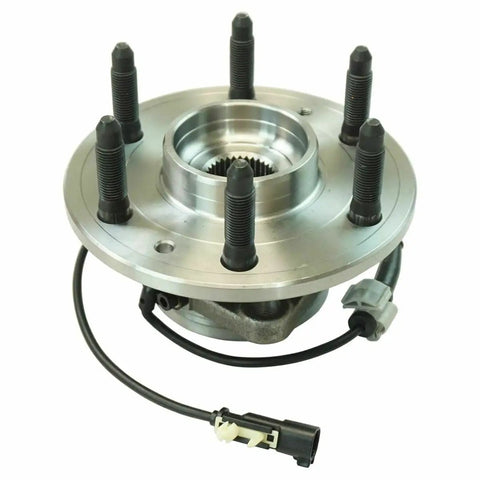 Rugged Wheel Hub Bearing Assembly For GMC Chevy Cadillac Front Left Right 2 Pack Tapered Roller Bearings BHA53838 with six studs and wire connector.