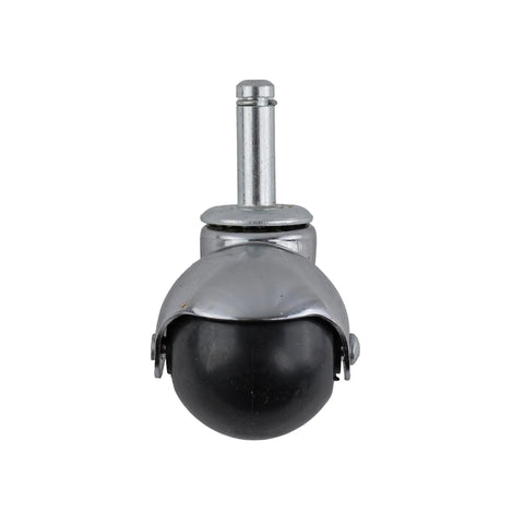 2-Inch Office Chair Caster With Soft Black Rubber Ball, Chrome Hooded Swivel, Double Ball Bearing, Grip Ring Stem 7/16-Inch By 1-7/16-Inch