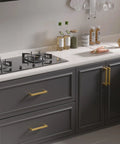 Drop Dead Gorgeous Slick Gold Cabinet Handles With 4 Inch Spacing Brushed Square Pulls For Quick Kitchen And Bath Makeover Thirty Pack on modern kitchen cabinets.
