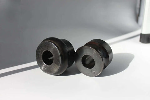 Three Quarter Inch Round Bead Roll Die Set For Bead Rollers With 22mm Shafts, heavy-duty heat treated tool steel, black finish.