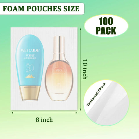 Top Shelf 100 Pack Foam Pouches 8x10 Inch Lightweight Cushion Wrap For Moving Day With Game Changing Bubble Bags, size 8x10 inch.
