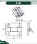 Torque-damping hinge, matte finish, 1 piece; front photo with mounting holes and side view with dimensions.