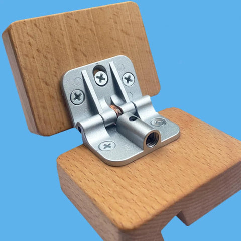 Veemoon 2-piece 180° positioning hinge mounted on wood surface; alloy metal