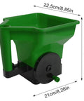 Precision Handheld Lawn And Yard Spreader With Crank Handle Anti Clog Hopper, green, ABS/PP, 22.5x21x24 cm, front view