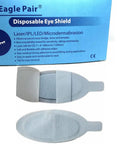 Premium Disposable Laser And Ipl Led Eye Shields Pro Grade Cosmetics Safety Pads Od7 Uv Blocking Heavy Duty Spa Facial Treatments 50 Pairs Black eye shields against a blue background.