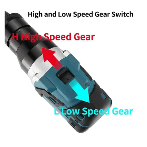 Powerful Brushless Rivet Nut Gun Kit with high and low speed gear switch for precise riveting control