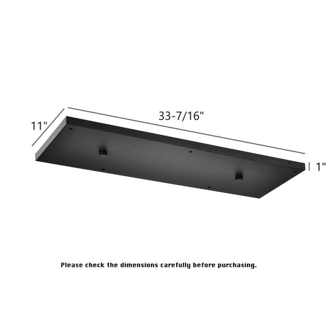 Five Pendant Light Linear Canopy Kit With Plug And Play Easy Install For Multi Pendant Lighting On Kitchen Island Includes One Outlet Box And Mounting Hardware Matte Black Finish dimensions view