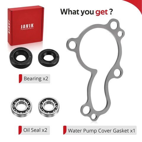 Heavy Duty Water Pump Rebuild Kit With Bearing And Seal Cover For Kawasaki KX450F KLX450R 2006 2019 includes bearings and gasket.