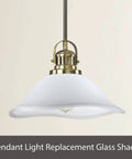Alabaster Glass Lamp Shade Replacement for Medium Base Sockets, 11.5 Inch Diameter, 4 Inch Height, on pendant fixture.