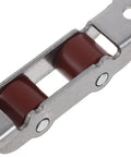 Close-up of 4 Pack Stainless Steel Double Wheel Sliding Patio Door Rollers featuring red wheels for silent gliding and smooth movement.