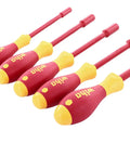 Insulated Cushion Grip Nut Driver Set Pro Grade 1000 Volt Rated And 10,000 Volt Tested For Electricians And DIYers with colored handles