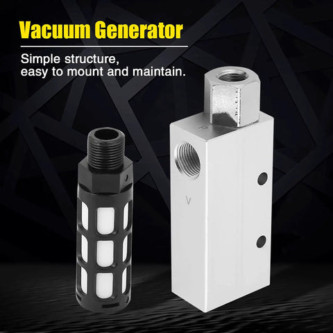 Pneumatic Vacuum Generator With Silencer And Large Ventilation Air Exhaust Ejector, durable aluminum alloy build for easy install