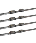 Four Piece CDG65 Linear Roller Guide Rail Set With Eight CDG65A Flange Bearings, shown in full length, 108.27 inch heavy-duty CNC component.