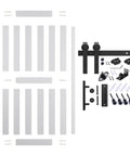 Smooth Sliding Barn Door Hardware Kit 40X84 Inch components including track, panel, and installation hardware laid out on surface.