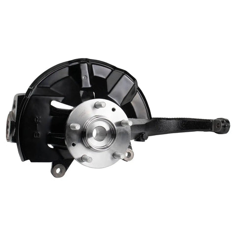 Front Four Piece Drivetrain Refresh Kit Delivering Heavy Duty Wheel Bearing Hub Assemblies Paired With Bulletproof CV Axle Shafts showing assembled hub and control arm.