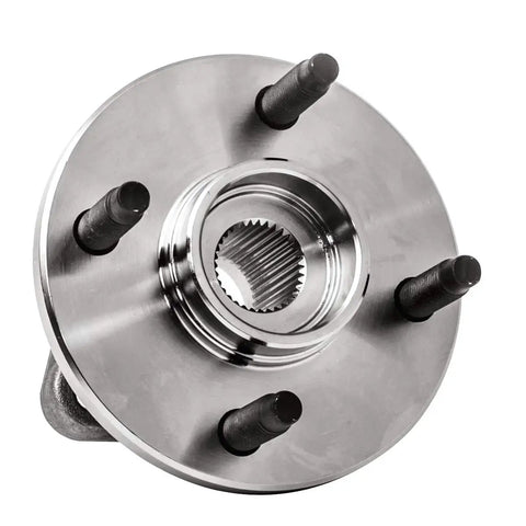 2 Pcs Front Wheel Hub And Bearing Assembly 513205 Drop Right In Replacement For Chevy Cobalt Pontiac G5 Saturn Ion Non Abs showing shiny steel hub with four bolts.