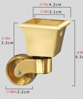 Top Shelf Solid Brass Casters Delivering Three Sixty Degree Swivel Grace For Any Couch Sofa Or Desk Antique Style Gold Cup Roller Set Of Four Built Tough And Smooth Sailing Ready, showing dimensions and design.