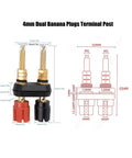 Four Pack Long Threaded Dual Banana Plug Speaker Terminals With Nailed Down Performance And Zero Hassle Wiring For Serious Homemade Audio Setups That Sound Dang Amazing. 4mm dual banana plugs with gold contacts.