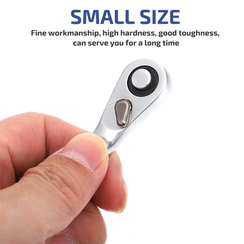Quarter Inch Ratchet Socket Wrench With Quick Grip For Easy Bolt Fastening And Smooth Auto Repair Work, held in hand.