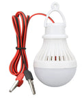 LED Camping Lantern With 5W Clamp Power Supply Portable 12V 400LM Tent Light With Hook, red and black clamps, white casing