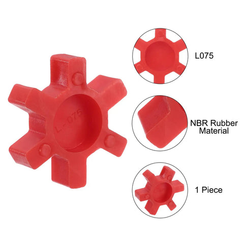Built Like A Tank Urethane L Jaw Coupling Insert For Motor Shafts in hot rod red, 0.8 inch bore, NBR rubber material.