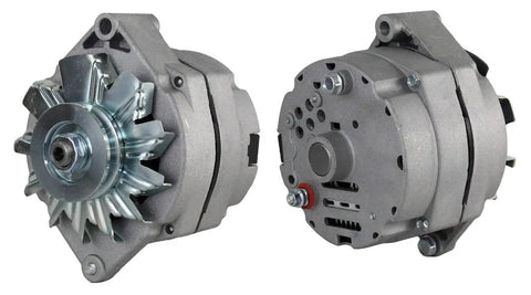 Heavy Duty 24 To 12 Volt Drop In Conversion Kit For John Deere 3020 4020 4010 Tractor alternator showing front and side views.
