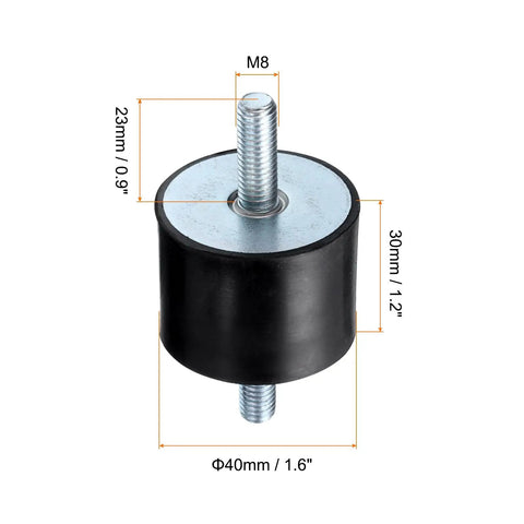 4 Pack M8 Rubber Motor Mounts Anti Vibration Isolator Pads, heavy duty black rubber design with zinc plated stud