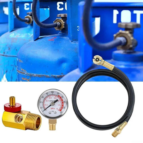 Heavy Duty Air Tank Repair Kit Includes Brass Manifold Valve And Safety Relief Pairing Rock Solid Aluminum 200 PSI Gauge With PVC Hose