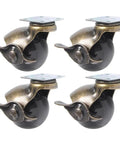 Sick Vintage Antique Brass Ball Caster Wheels Smooth As Butter Rolling Furniture Glides 2 Inch Locking Brake set of four.