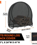 Outdoor Waterproof Log Rack Cover Heavy Duty Windproof UV Resistant Tarp With PVC Backing Keeps Dry Wood Safe Year Round Fits 40 Long X 24 Wide X 41 High Black
