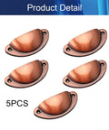 Killer Quality Heavy Duty Cup Pulls With Rich Red Copper Finishes On Matte Iron Bodies For Kitchen Cabinets And Dresser Drawers Hella Smooth Operation Rock Solid Mounting 3 Point 2 Inch Spread Five Pack, showing five copper cup pulls.
