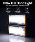 Top Shelf 100w Led Flood Lights Ip65 Waterproof Outdoor Security Lamps 10000 Lm Screaming Bright Daylight White Aluminum wall mount, two units shown.