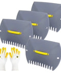 Leaf Scoops Hand Rake Set 2 Pack, Lightweight Leaf Grabber And Picker Upper For Leaves, Grass And Debris shown with gloves